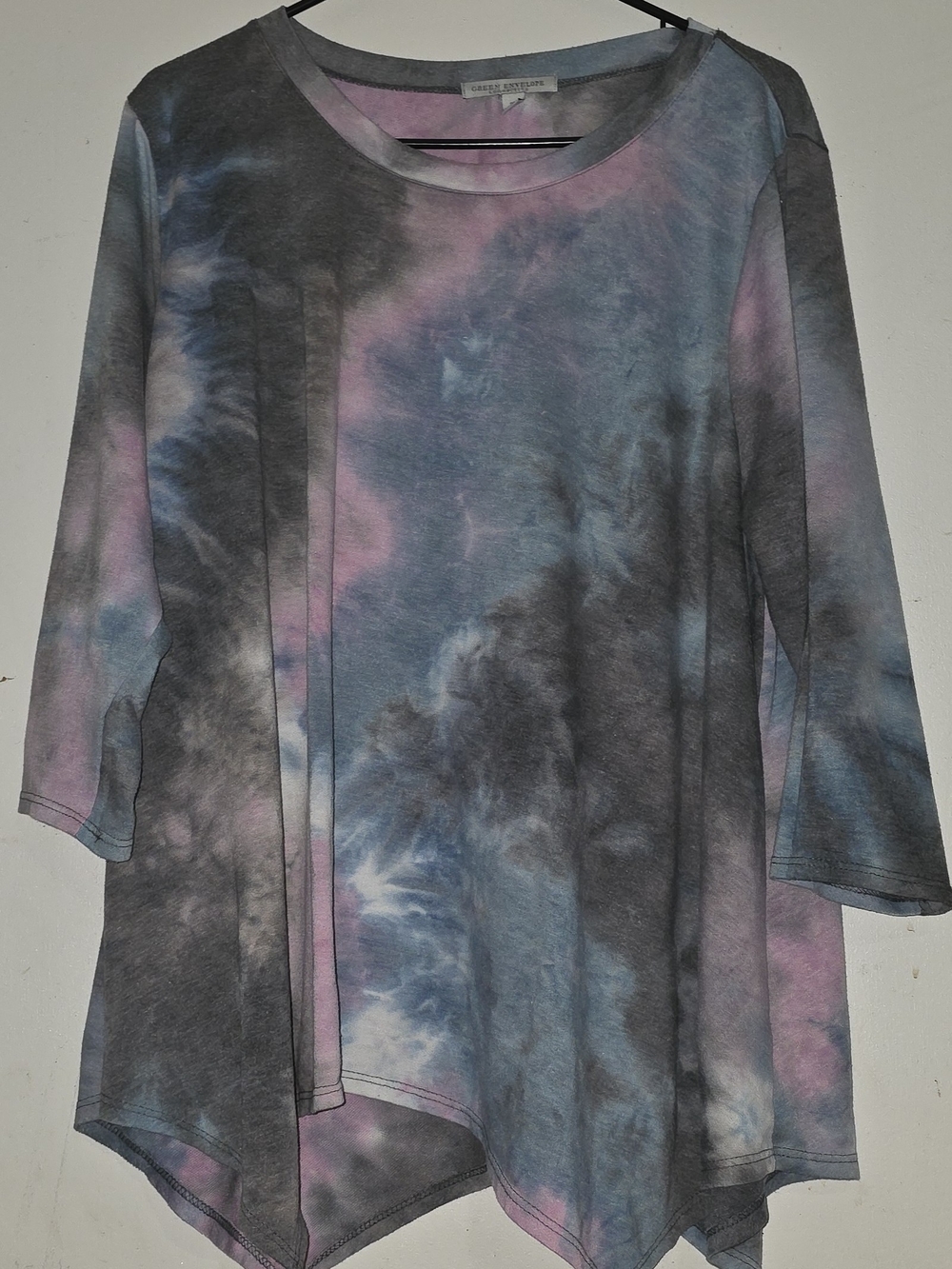 Womens Green Envelope Pastel Tie-Dye Size 2x